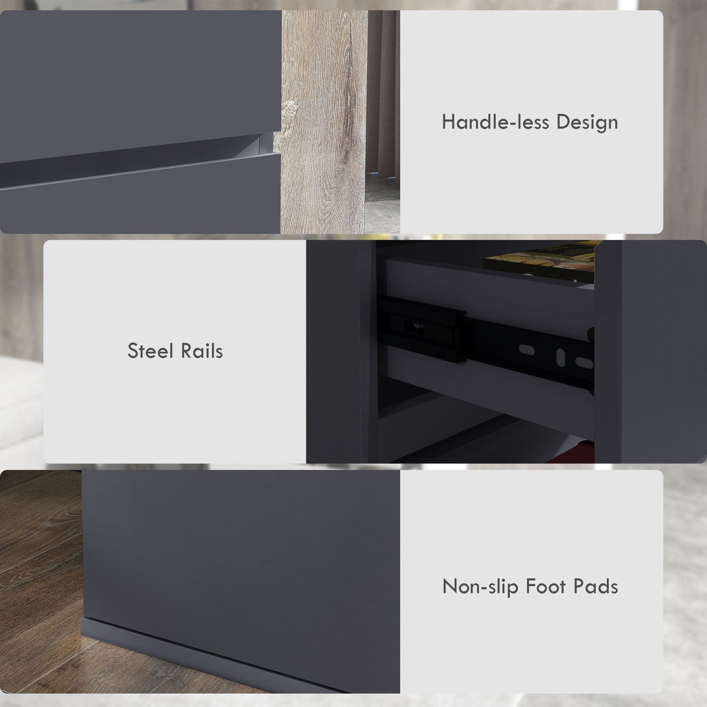 High Gloss Chest of Drawers, 4-Drawer Storage Cabinets, Modern Dresser, Storage Drawer Unit for Bedroom-4
