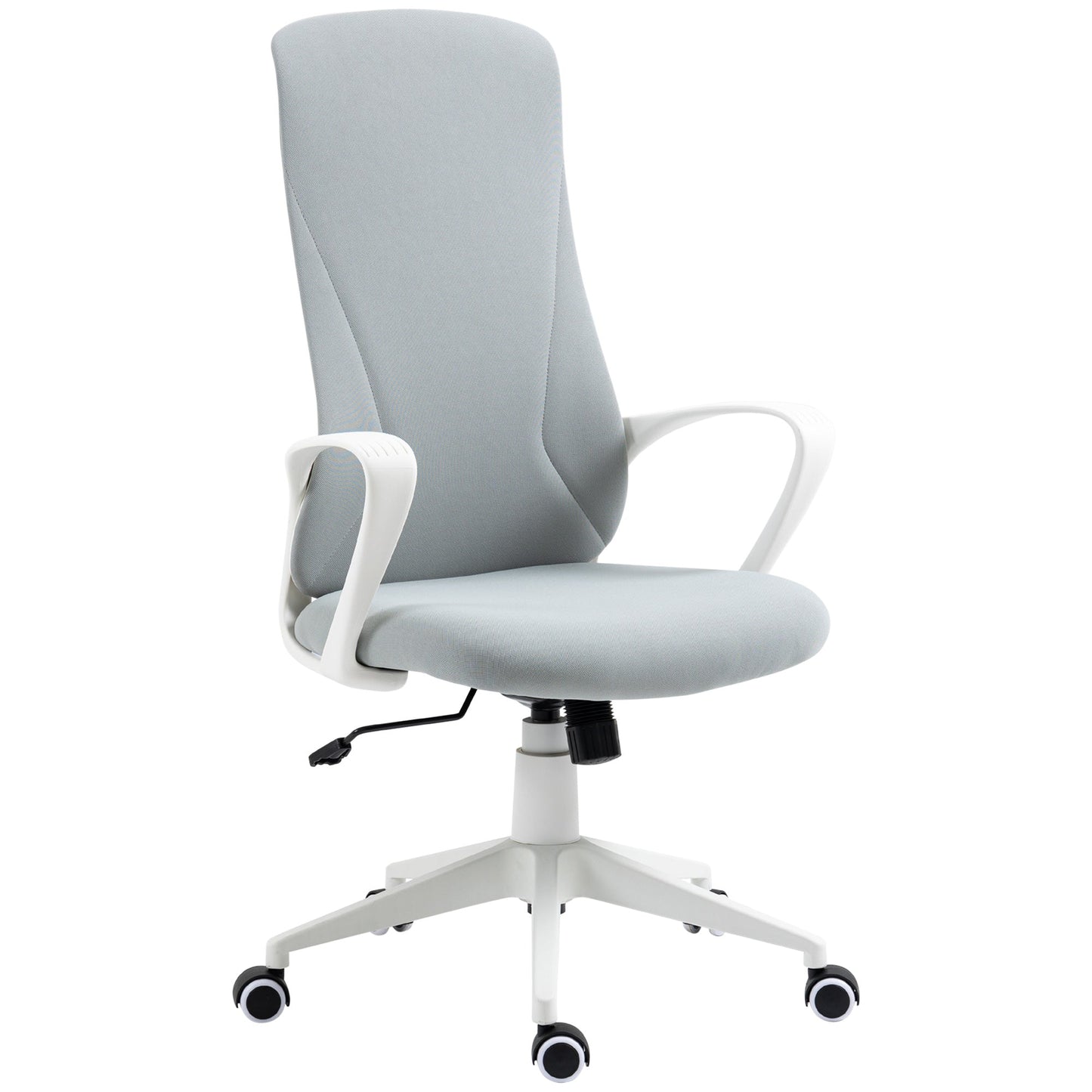 High-Back Office Chair, Elastic Desk Chair with Armrests, Tilt Function, Adjustable Seat Height, Light Grey-0