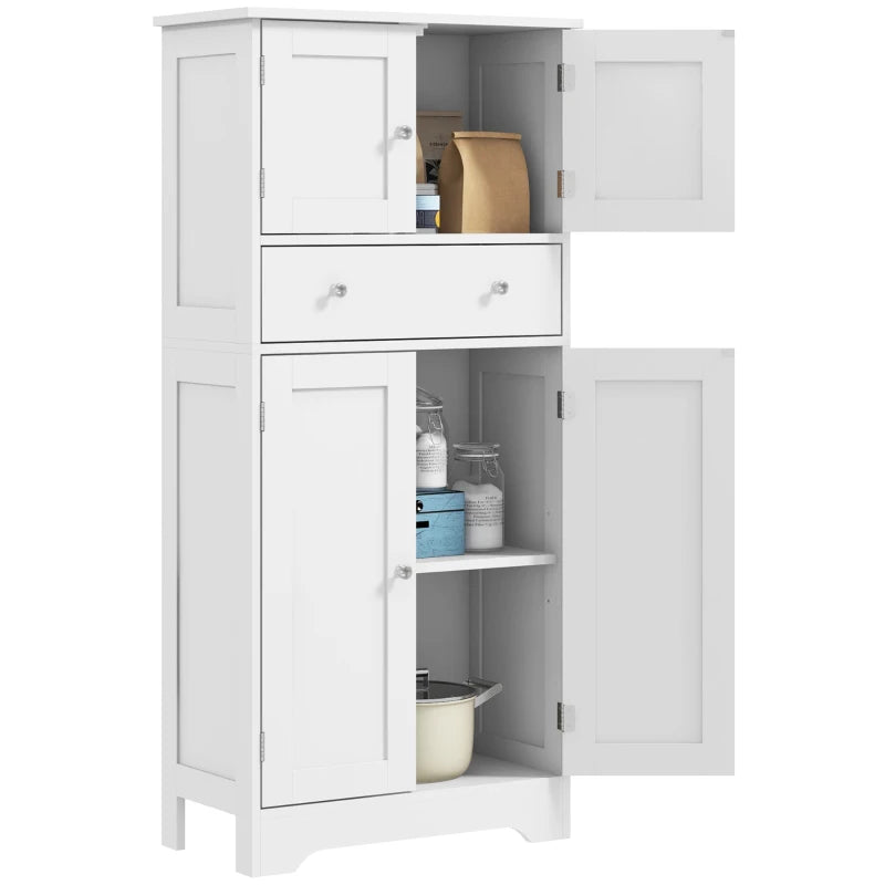 White Modern Kitchen Cupboard, Freestanding Kitchen Storage Cabinet with Doors and Shelves, Kitchen Cabinet with Drawer and Adjustable Shelf by HOMCOM-0