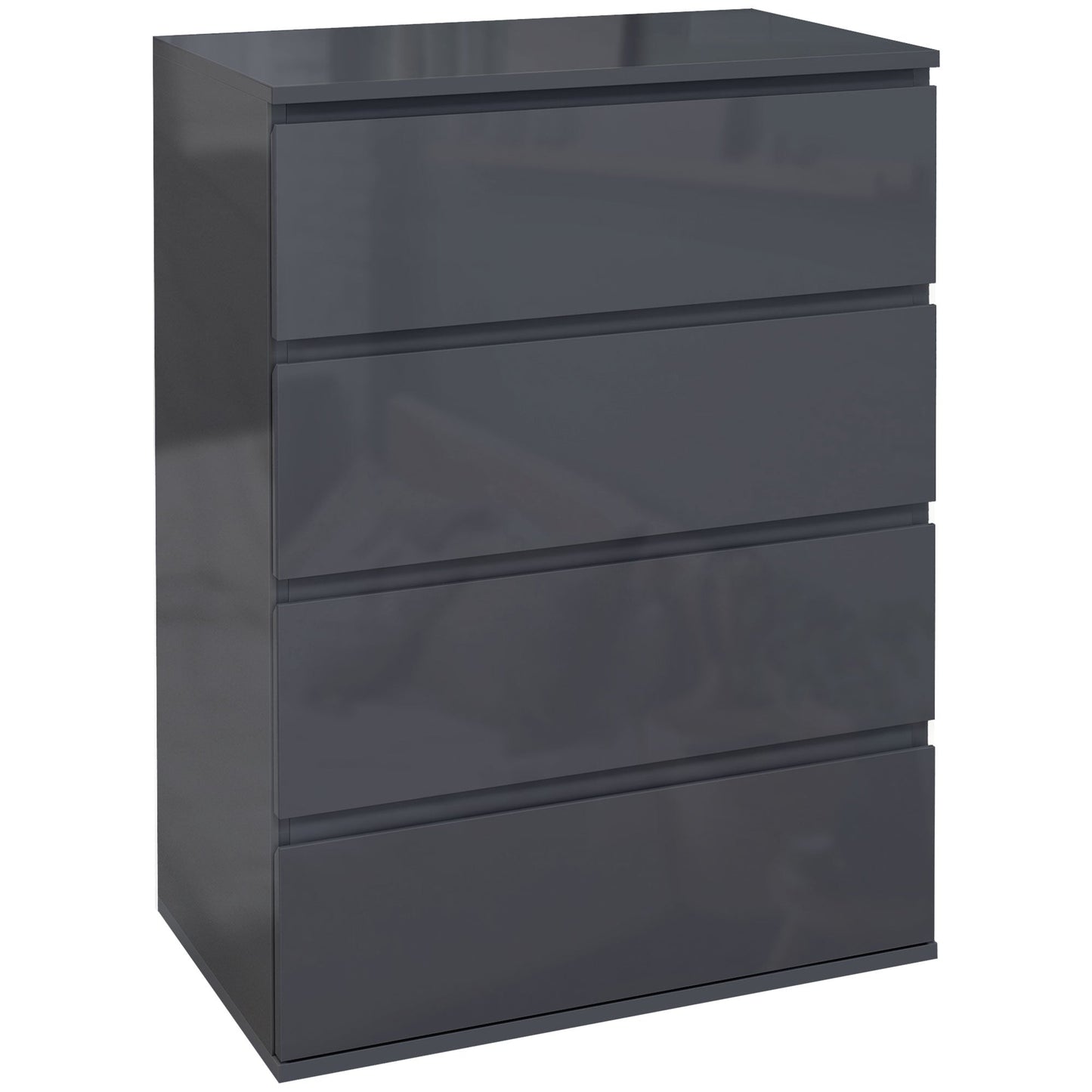 High Gloss Chest of Drawers, 4-Drawer Storage Cabinets, Modern Dresser, Storage Drawer Unit for Bedroom-0