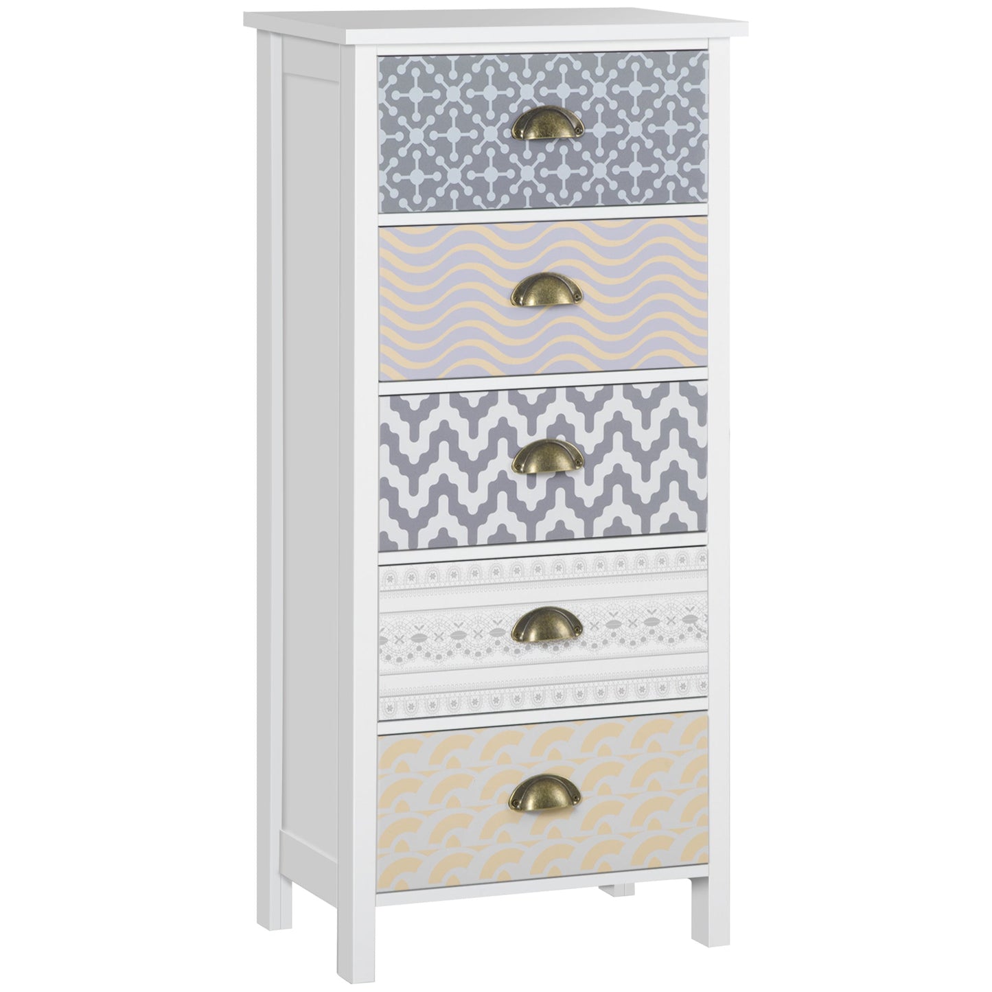 Chest of Drawers, 5-Drawer Tallboy Dresser with Metal Handles, Storage Cabinet Unit for Living Room, Bedroom-0