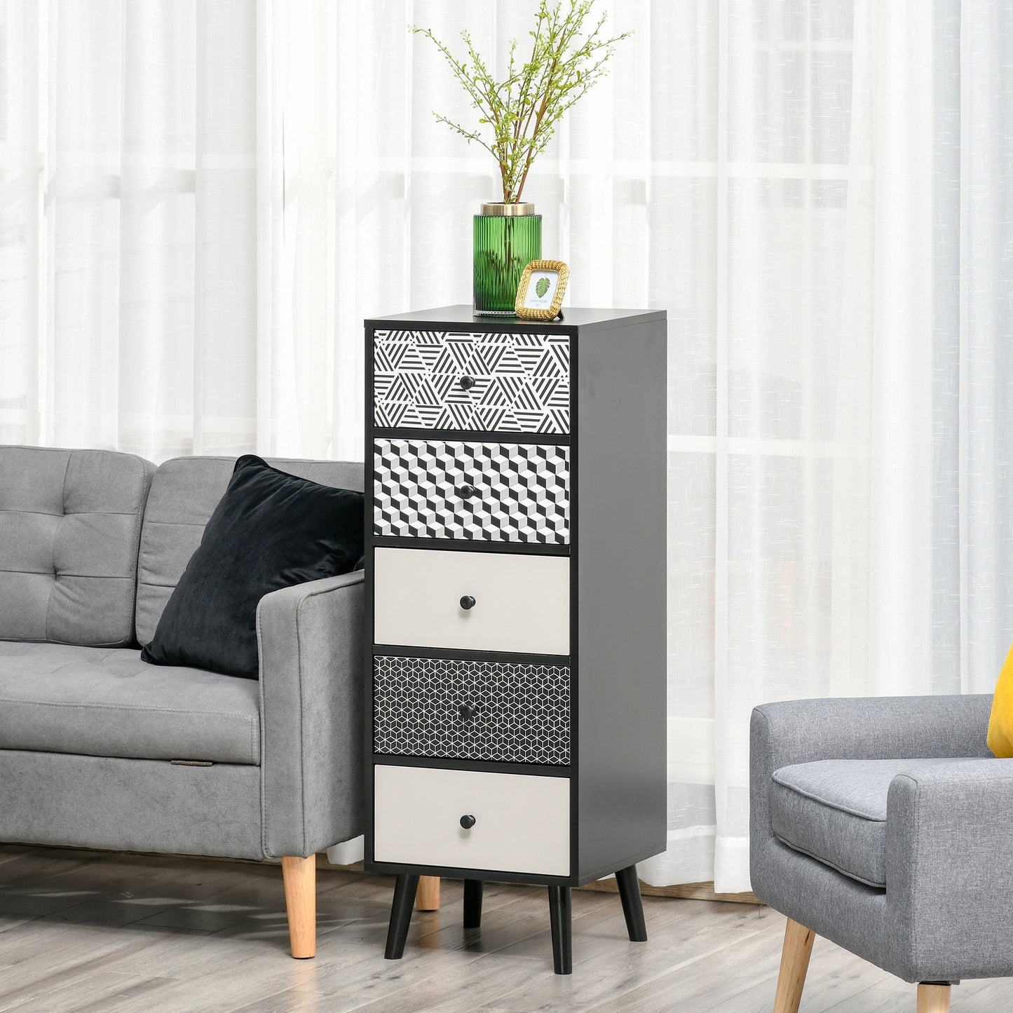 Chest of Drawers, 5 Drawer Dresser, Vertical Storage Organizer Unit for Bedroom, Living Room-1