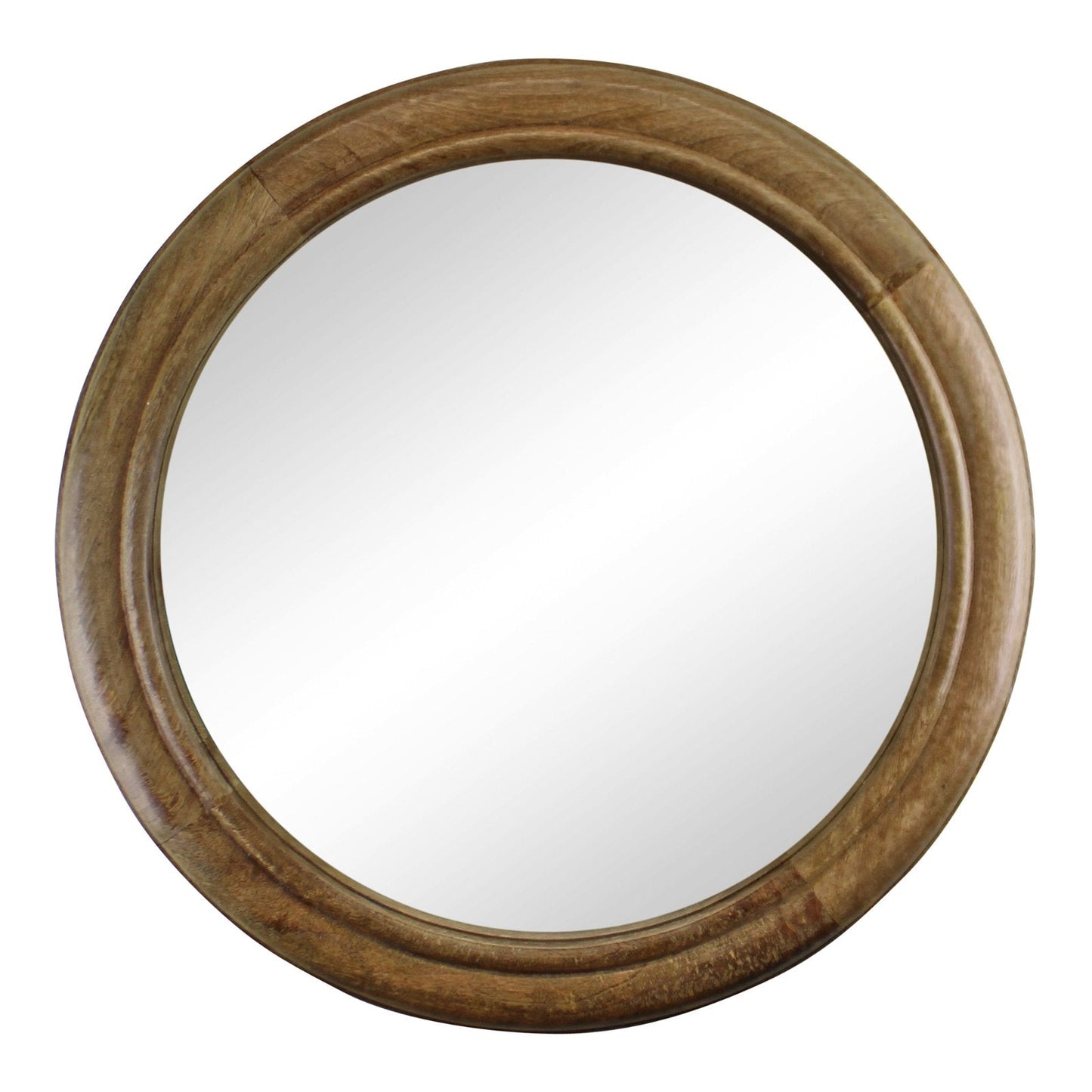 Mango Wood Circular Wall Mirror, 53cm-0