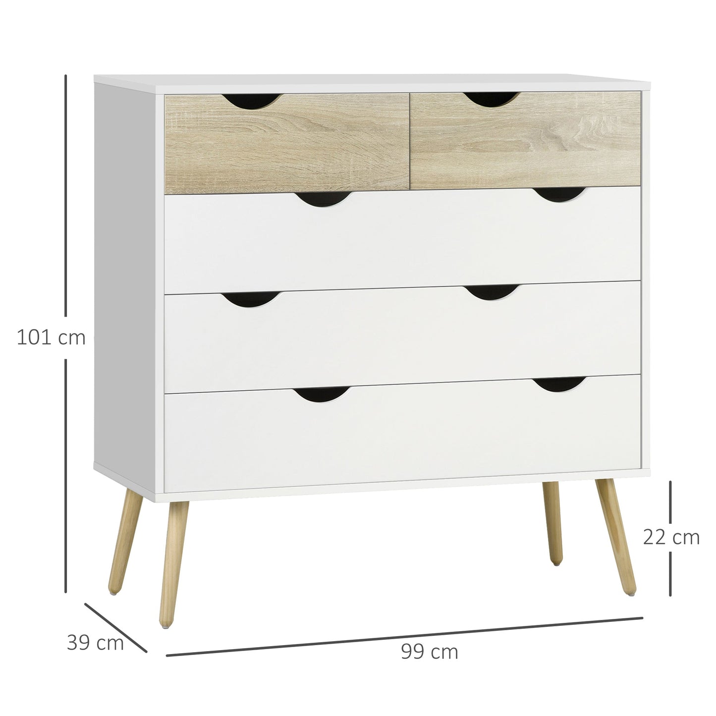 Chest of Drawers, 5 Drawer Dresser, Storage Organizer Side Cabinet for Bedroom, Living Room-2