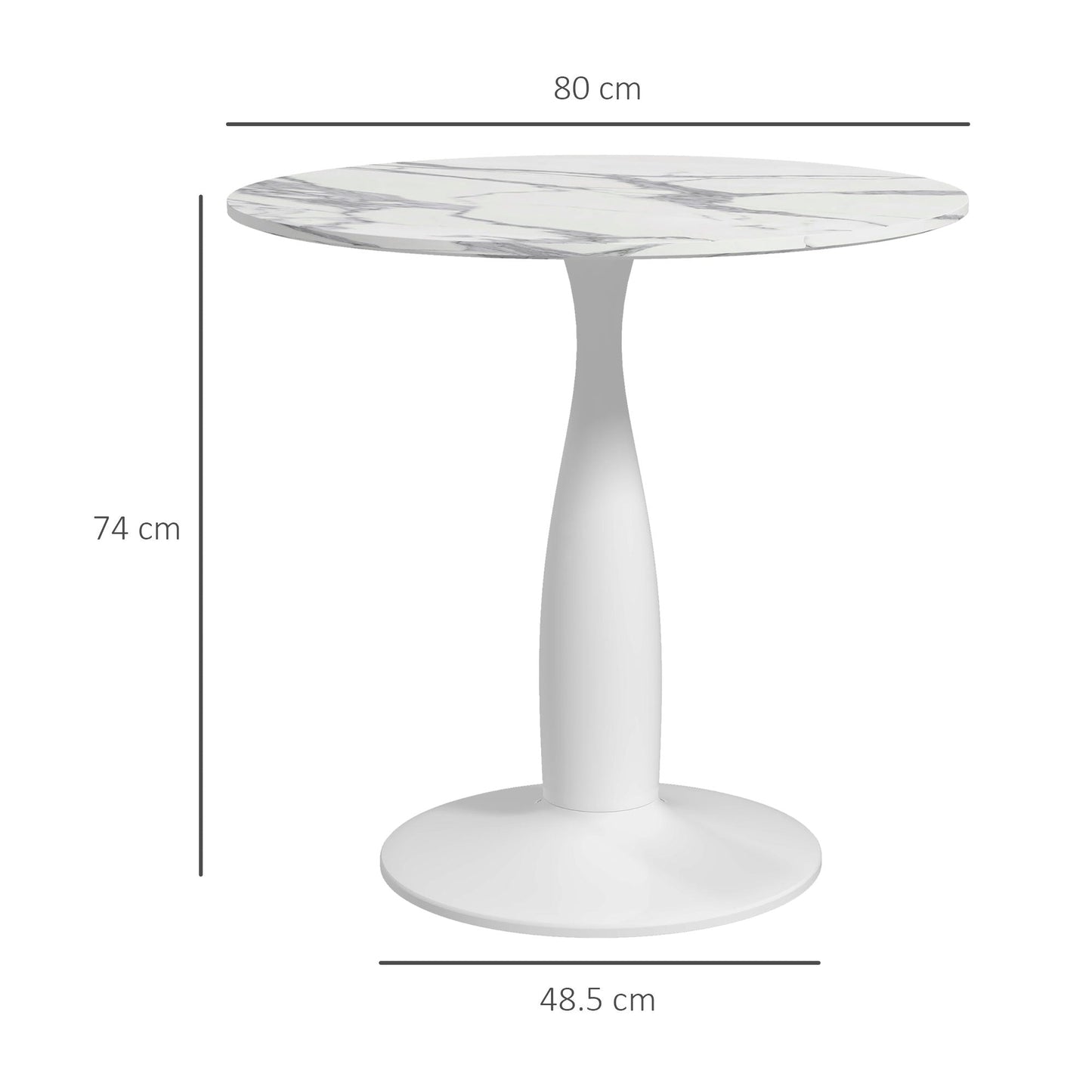 Round Dining Table, Modern Dining Room Table with Steel Base, Non-slip Foot Pad, Space Saving Small Dining Table-2
