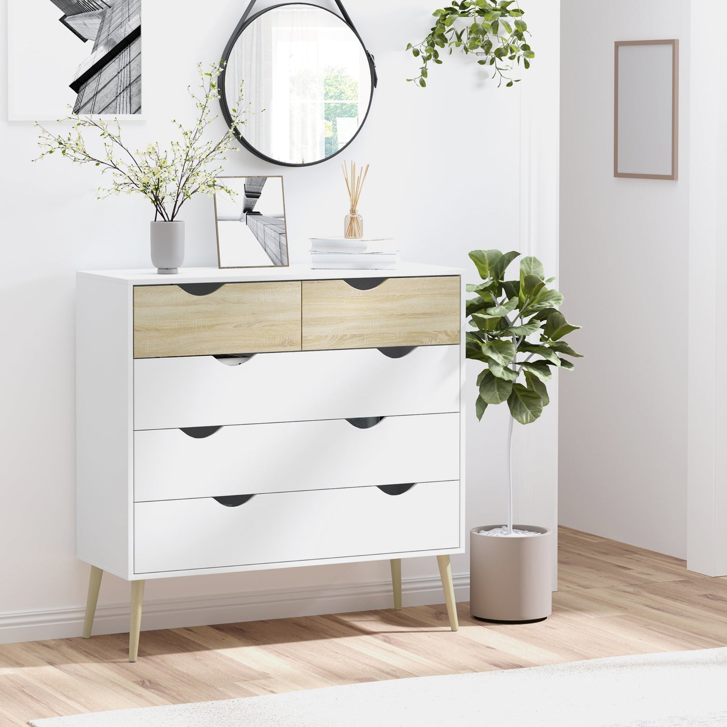 Chest of Drawers, 5 Drawer Dresser, Storage Organizer Side Cabinet for Bedroom, Living Room-1