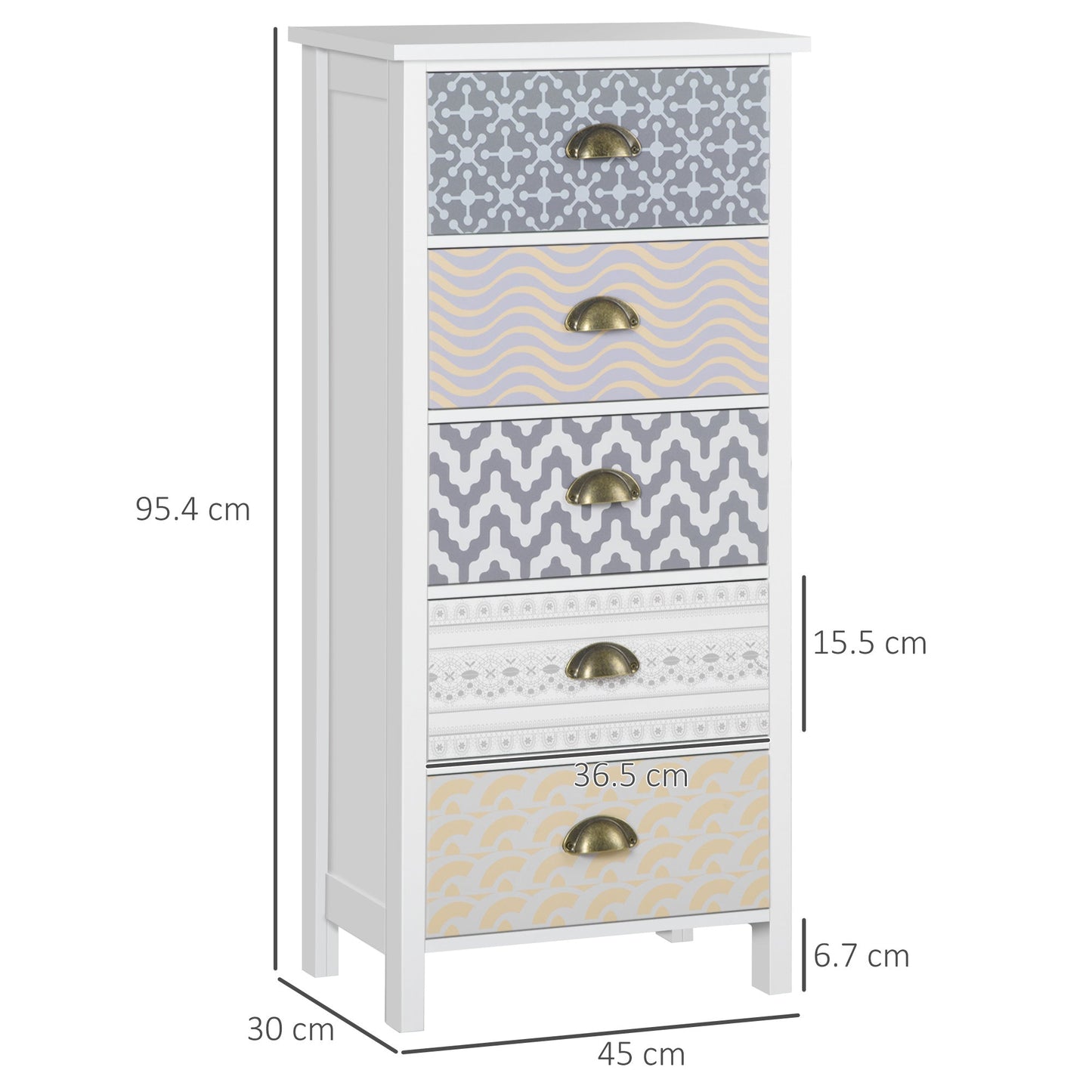 Chest of Drawers, 5-Drawer Tallboy Dresser with Metal Handles, Storage Cabinet Unit for Living Room, Bedroom-2