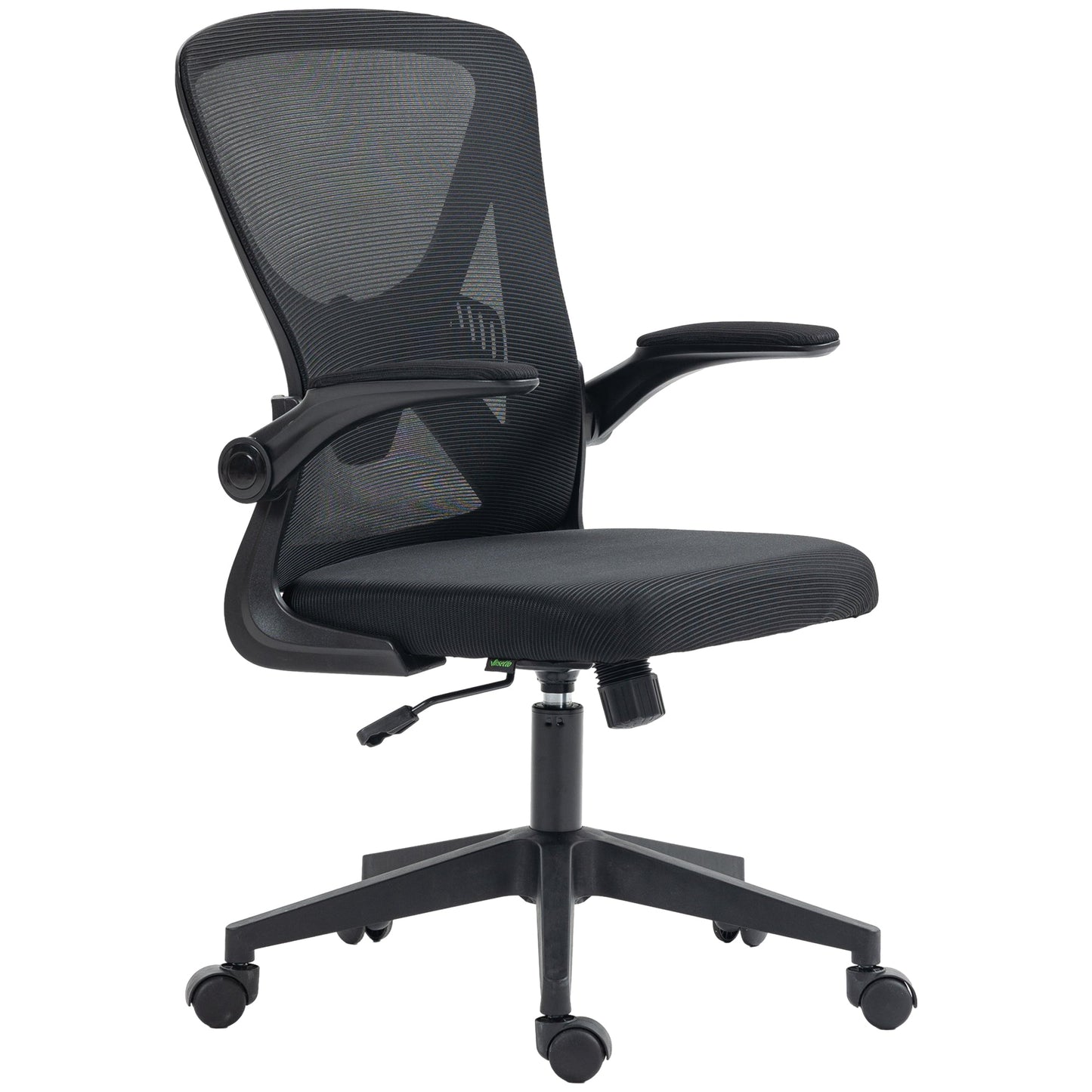 Mesh Office Chair with Flip-up Armrests, Ergonomic Computer Desk Chair with Lumbar Support and Swivel Wheels, Black-0