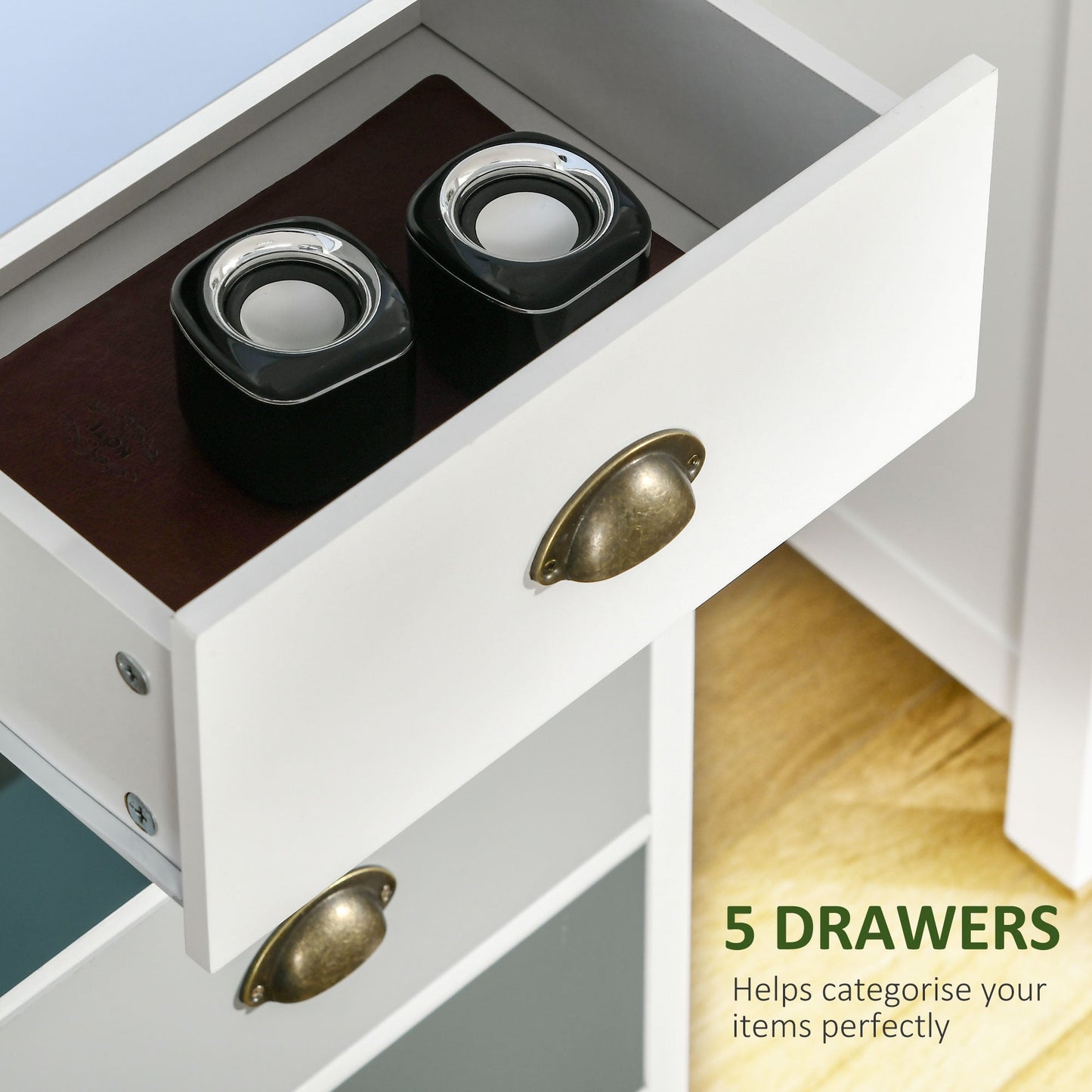 Chest of Drawers, 5-Drawer Dresser with Metal Handle, Slim Storage Organiser Unit for Living Room, Bedroom-4