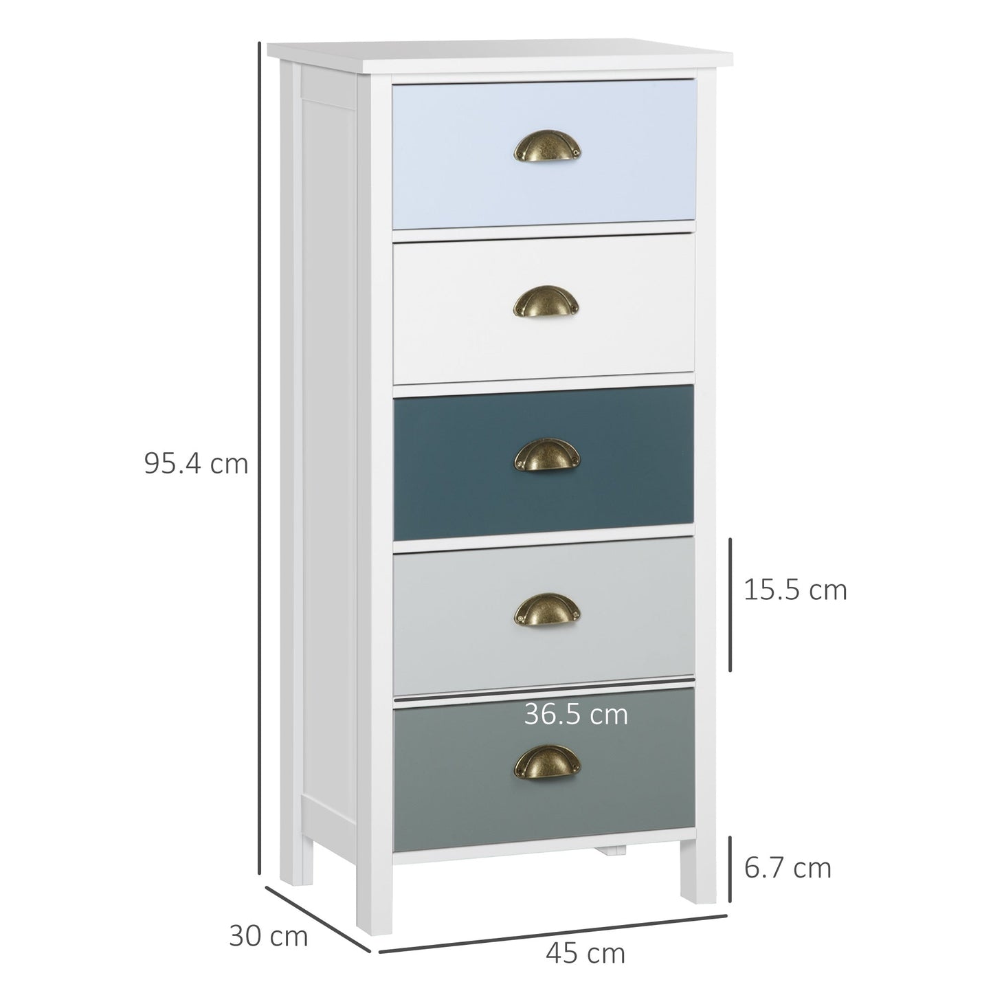 Chest of Drawers, 5-Drawer Dresser with Metal Handle, Slim Storage Organiser Unit for Living Room, Bedroom-2