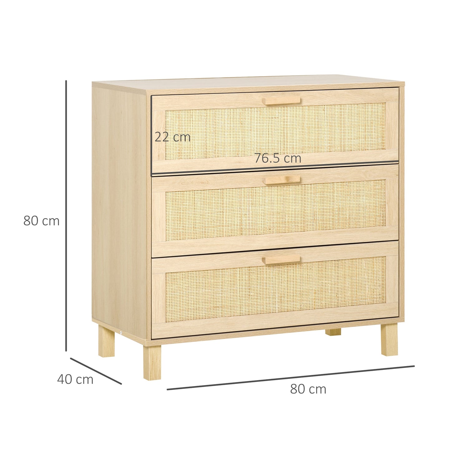 3 Drawer Storage Unit Cupboard Wooden Freestanding Storage Cabinets-2