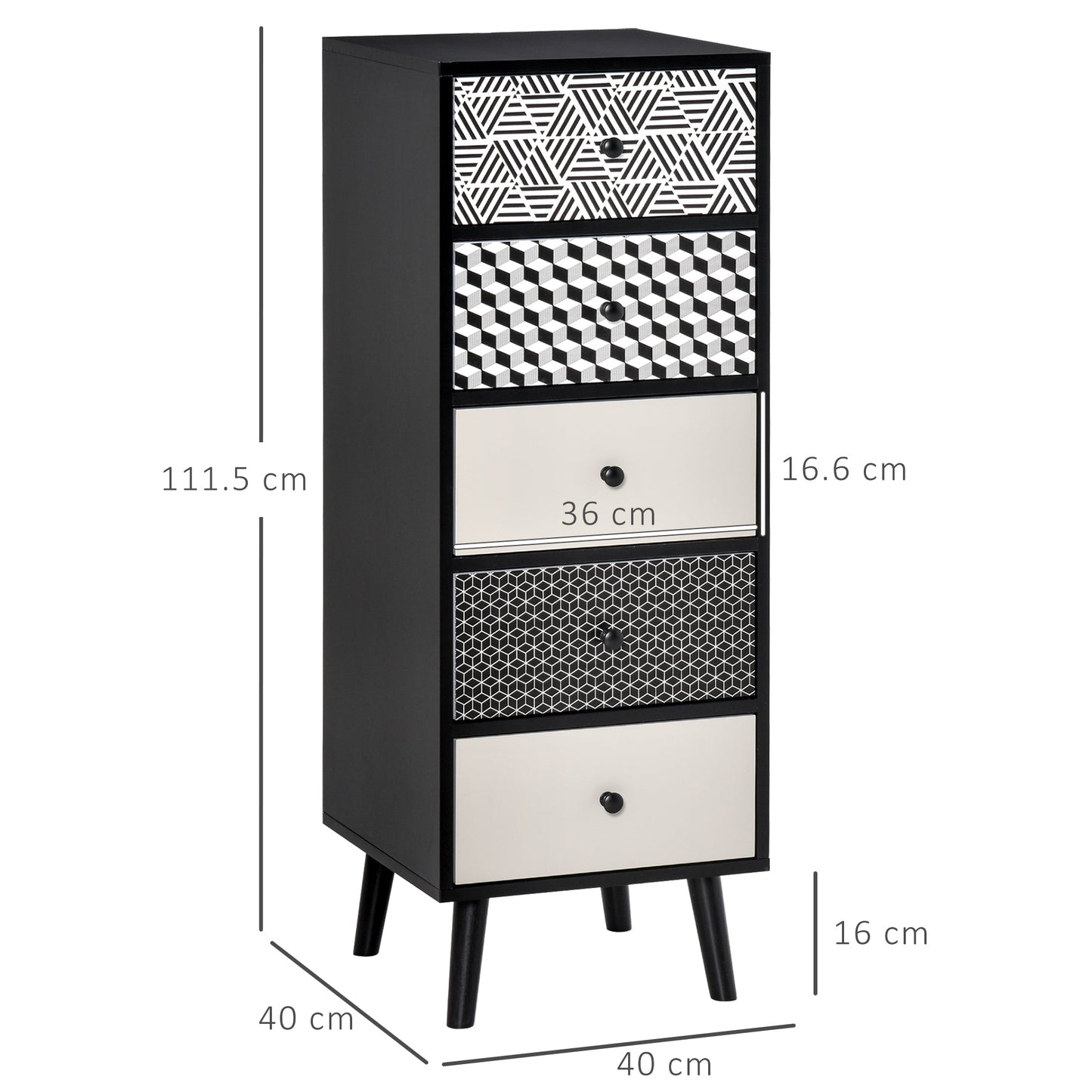 Chest of Drawers, 5 Drawer Dresser, Vertical Storage Organizer Unit for Bedroom, Living Room-2