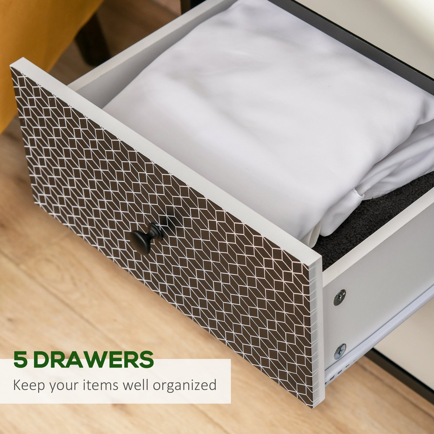 Chest of Drawers, 5 Drawer Dresser, Vertical Storage Organizer Unit for Bedroom, Living Room-3