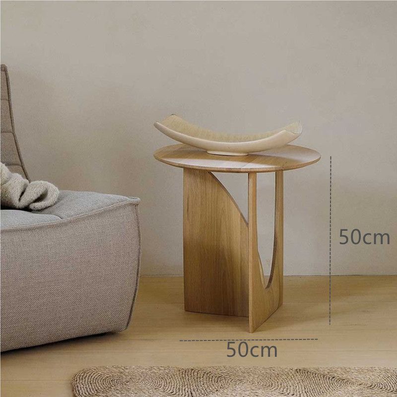 Round Solid Wood Side Geometric Designer Table