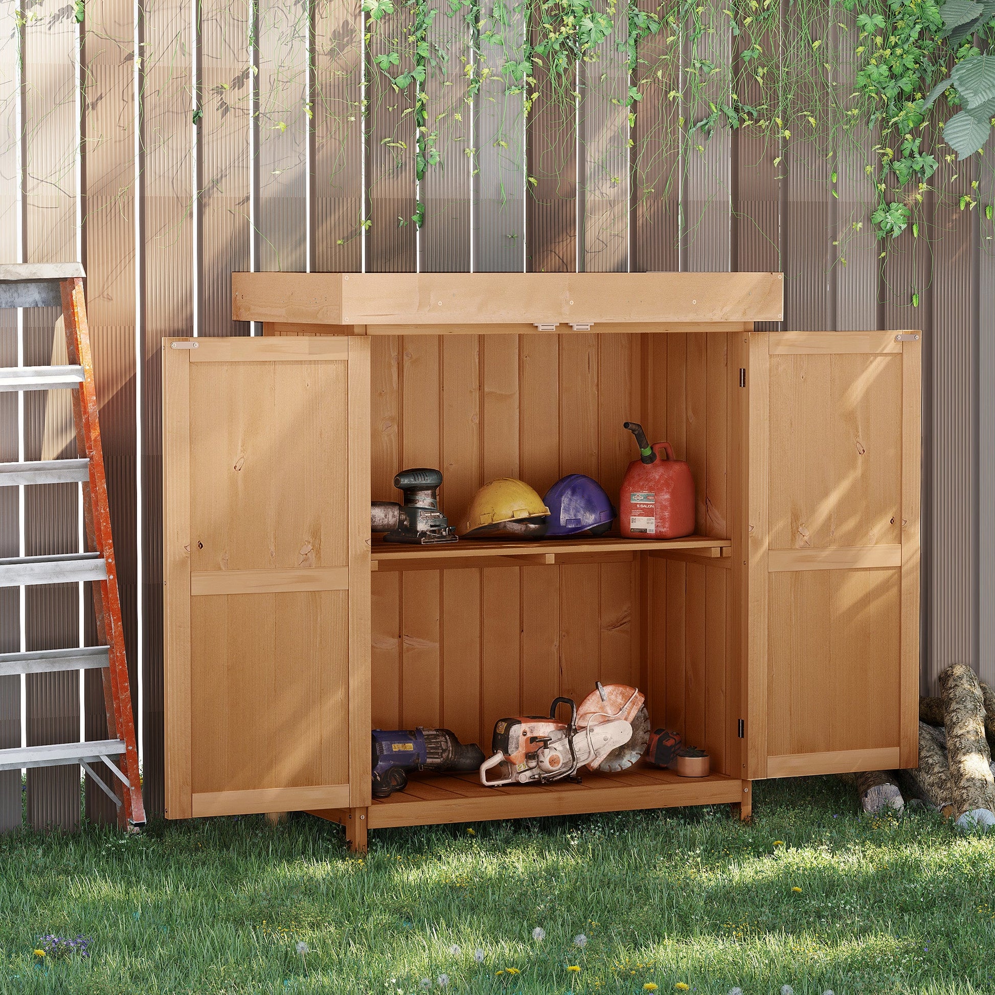 Outdoor Garden Storage Shed, Cedarwood-Burlywood Colour-1