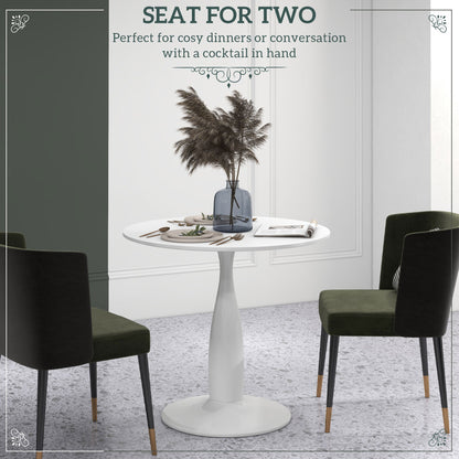 Round Dining Table, Modern Dining Room Table with Steel Base, Non-slip Foot Pad, Space Saving Small Dining Table-3