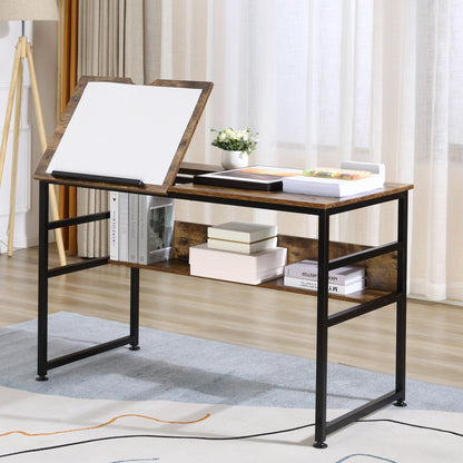 Adjustable Drafting Table Art Desk Drawing Table, Craft Desk Workstation for Painting, Multifunctional Writing Desk w/ 15-Level Tabletop-1