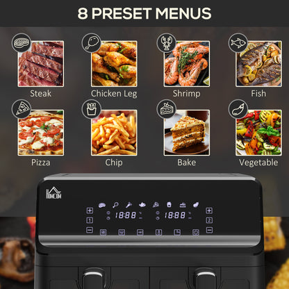Family Air Fryer , 8L Double Air Fryer Oven w/ 8 Presets, Digital Display, Recipe Cookbook, 60min Timer for Oil Free & Low Fat, 2500W, Black-4