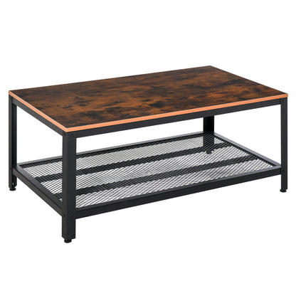 Coffee Table Industrial Site table Living Room Storage Shelf Metal Frame Two-tone Modern Organiser-0