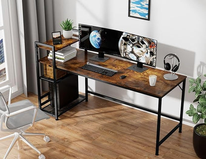 Desk with Bookshelf, Study Laptop Table - Elite Casa Furniture
