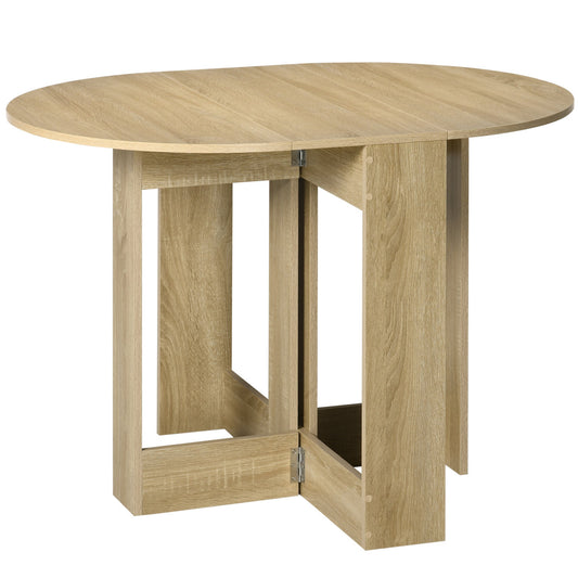 Space-saving Drop Leaf Table, Folding Dining Table for Small Space, Kitchen, Dining Room, Oak-0