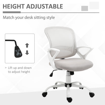 Office Chair Mesh Swivel Desk Chair with Lumbar Back Support Adjustable Height Armrests Grey-3