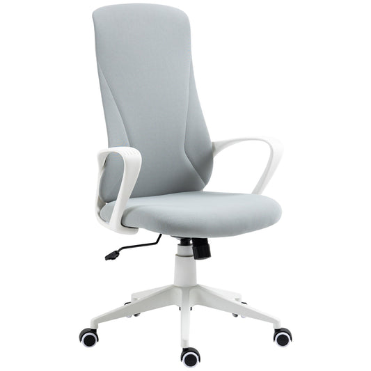 High-Back Office Chair, Elastic Desk Chair with Armrests, Tilt Function, Adjustable Seat Height, Light Grey-0