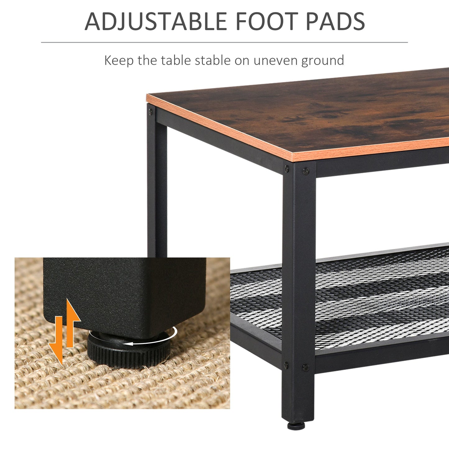 Coffee Table Industrial Site table Living Room Storage Shelf Metal Frame Two-tone Modern Organiser-3