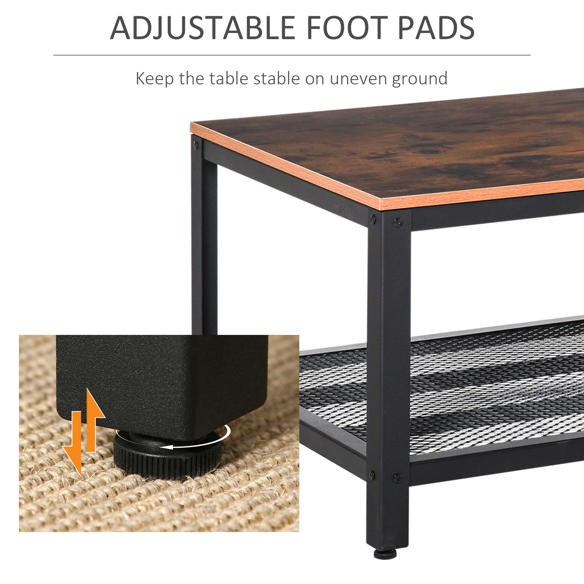 Coffee Table Industrial Site table Living Room Storage Shelf Metal Frame Two-tone Modern Organiser-3
