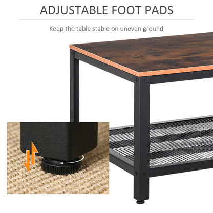 Coffee Table Industrial Site table Living Room Storage Shelf Metal Frame Two-tone Modern Organiser-3