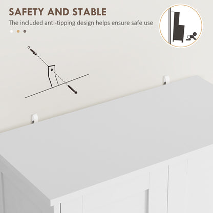 White Modern Kitchen Cupboard, Freestanding Kitchen Storage Cabinet with Doors and Shelves, Kitchen Cabinet with Drawer and Adjustable Shelf by HOMCOM-5