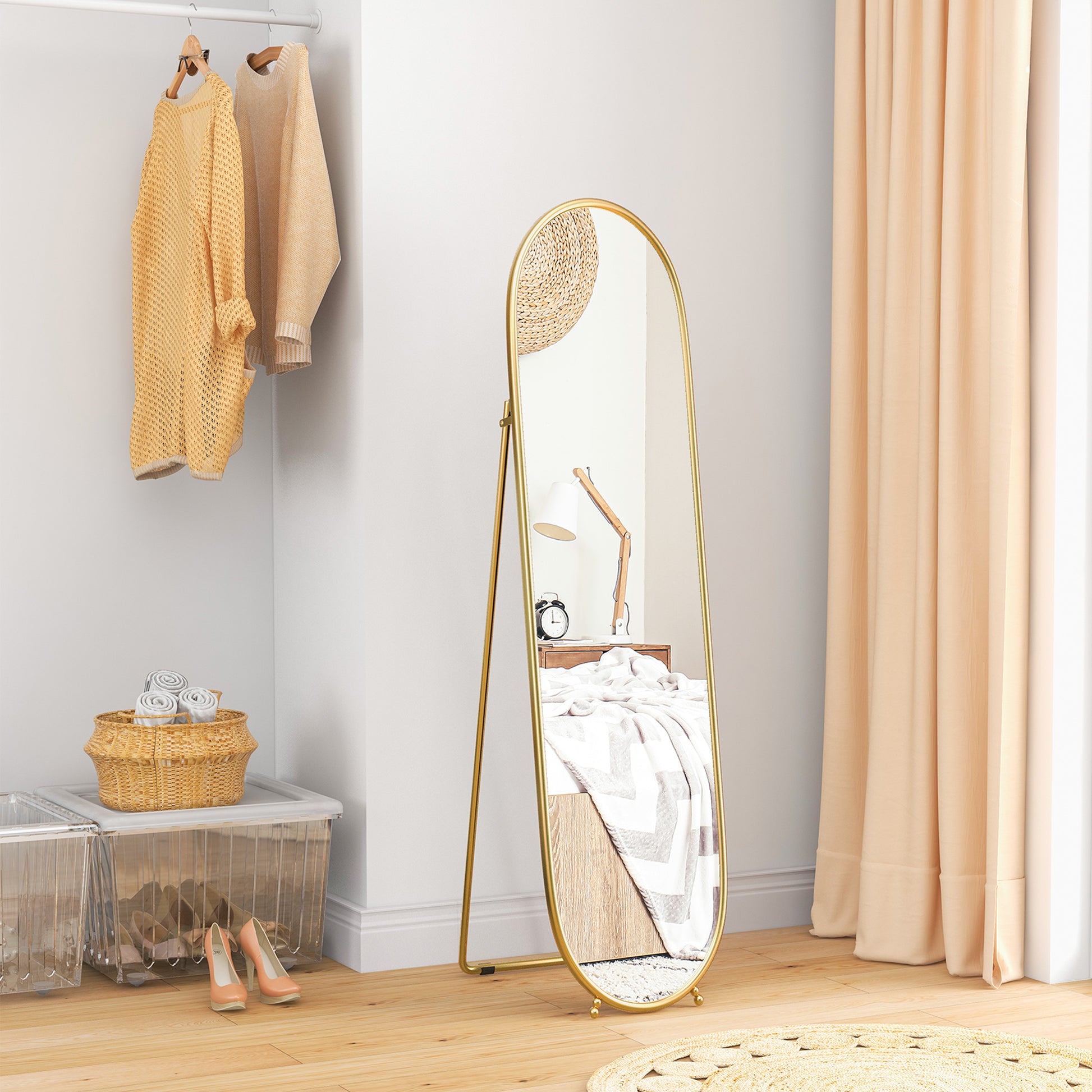 40 x 160cm Full Length Mirror, Floor Standing, Wall-Mounted or Leaning Against Wall Tall Mirror w/ Support Frame | HOMCOM-6