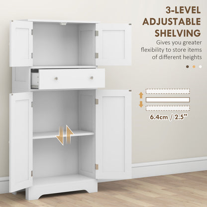 White Modern Kitchen Cupboard, Freestanding Kitchen Storage Cabinet with Doors and Shelves, Kitchen Cabinet with Drawer and Adjustable Shelf by HOMCOM-4