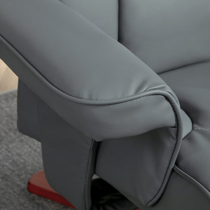 HOMCOM Faux Leather Manual Recliner and Footstool Set in Grey-6