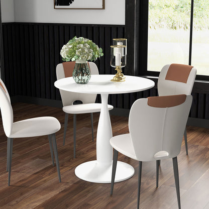 Round Dining Table, Modern Dining Room Table with Steel Base, Non-slip Foot Pad, Space Saving Small Dining Table-1