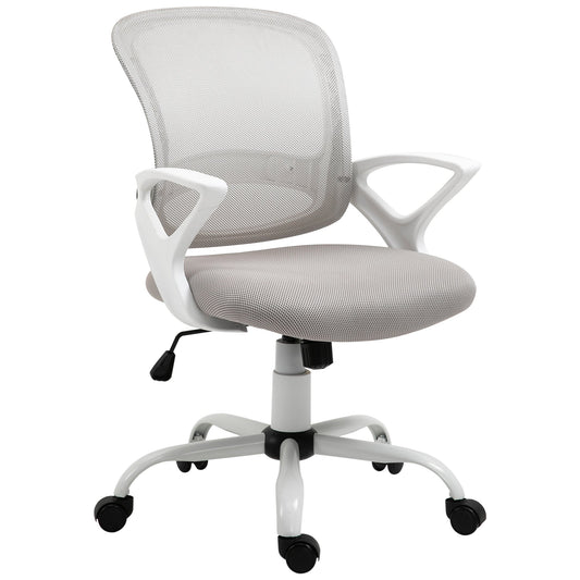 Office Chair Mesh Swivel Desk Chair with Lumbar Back Support Adjustable Height Armrests Grey-0
