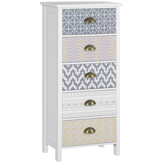 Chest of Drawers, 5-Drawer Tallboy Dresser with Metal Handles, Storage Cabinet Unit for Living Room, Bedroom-0