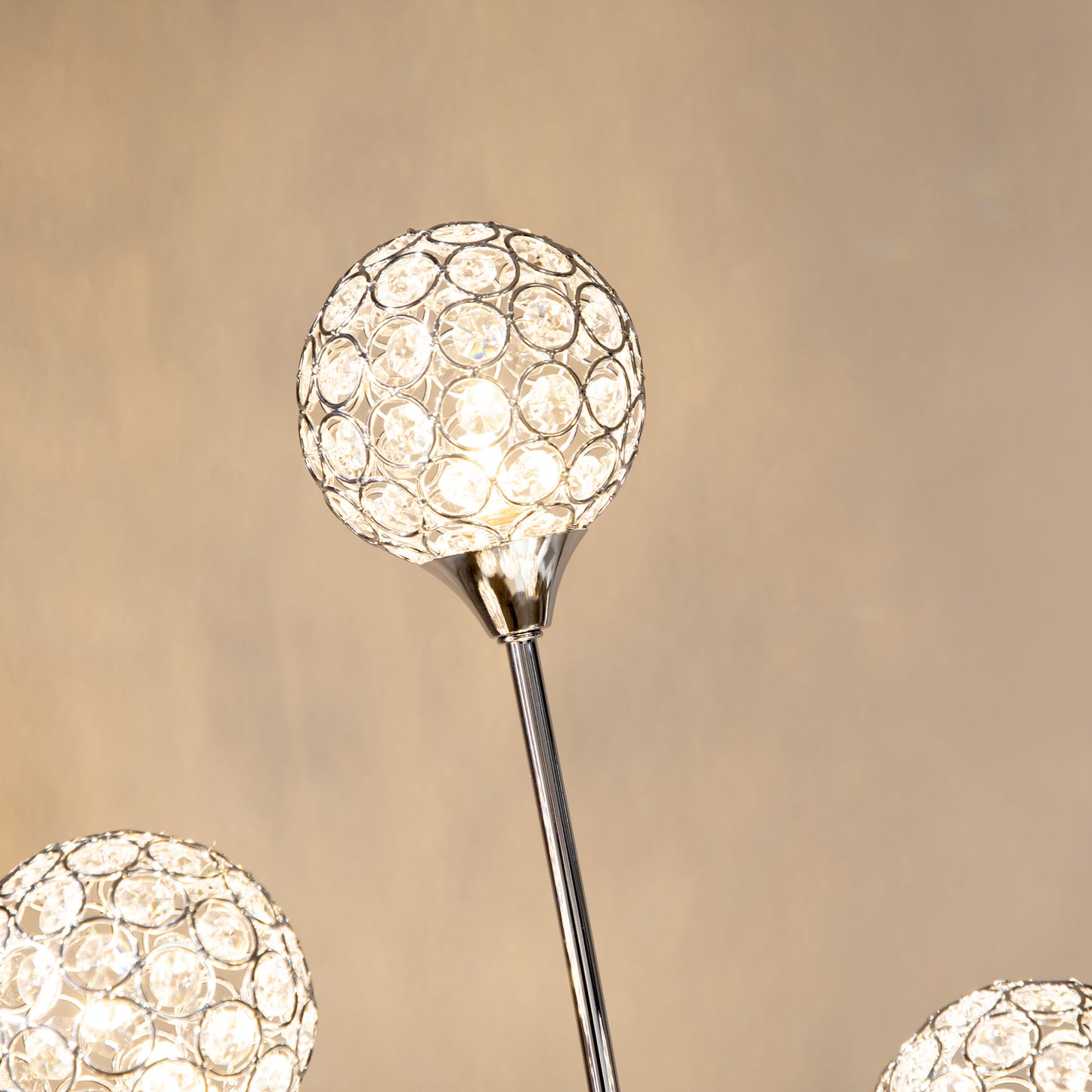 Crystal Floor Standing Lamp with 5-Light , Floor Lights for Living Room & Bedroom, Modern Silver Design, Silver | HOMCOM-5