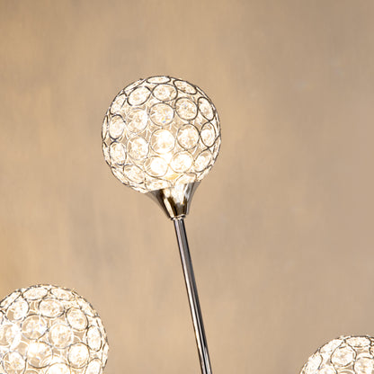 Crystal Floor Standing Lamp with 5-Light , Floor Lights for Living Room & Bedroom, Modern Silver Design, Silver | HOMCOM-5
