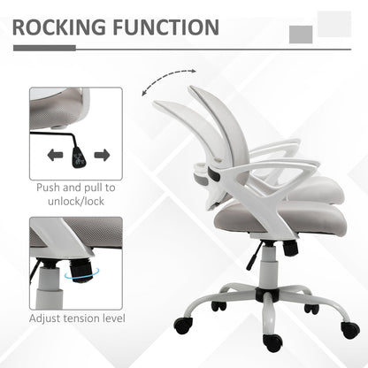 Office Chair Mesh Swivel Desk Chair with Lumbar Back Support Adjustable Height Armrests Grey-4