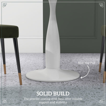 Round Dining Table, Modern Dining Room Table with Steel Base, Non-slip Foot Pad, Space Saving Small Dining Table-4