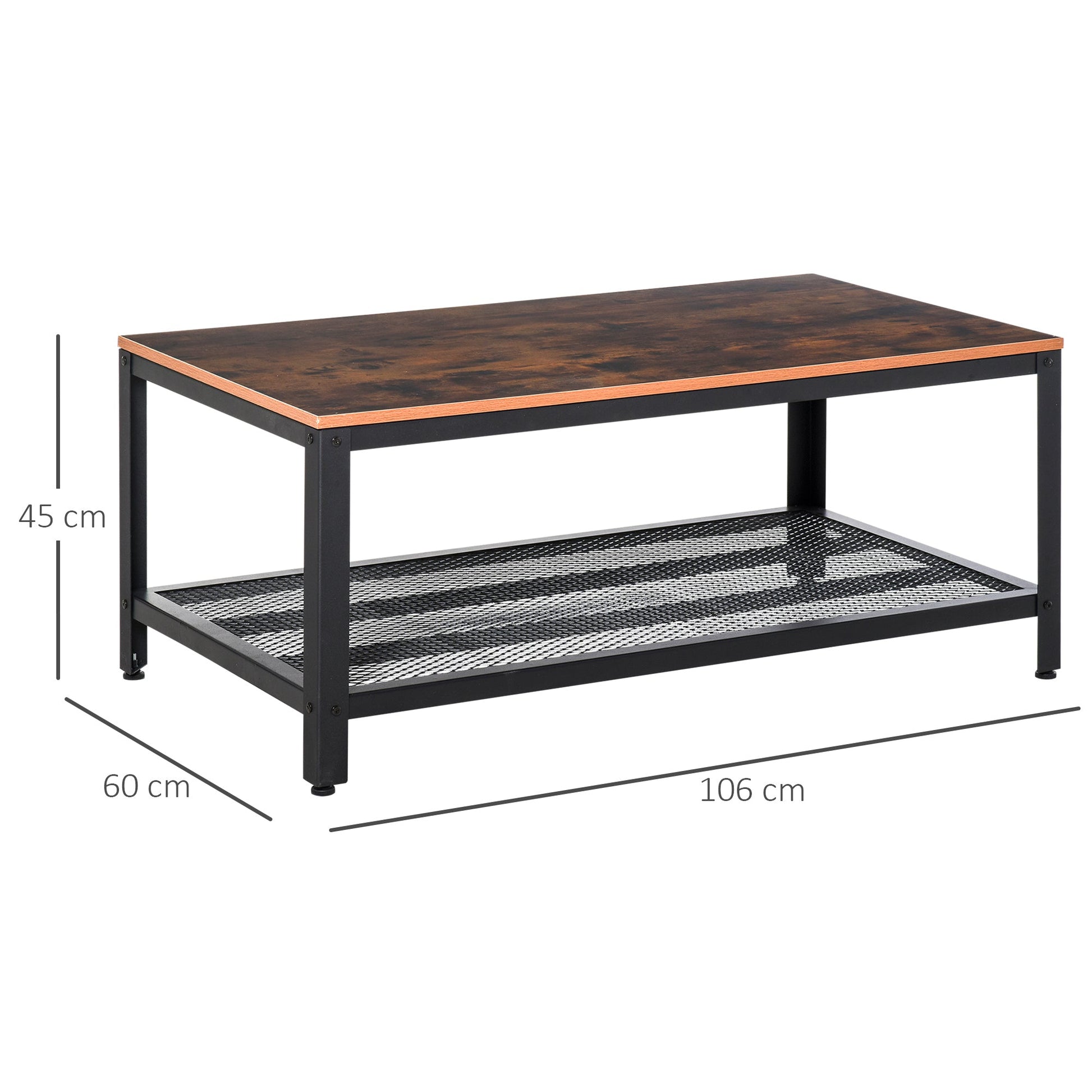 Coffee Table Industrial Site table Living Room Storage Shelf Metal Frame Two-tone Modern Organiser-2