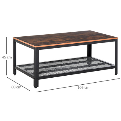 Coffee Table Industrial Site table Living Room Storage Shelf Metal Frame Two-tone Modern Organiser-2