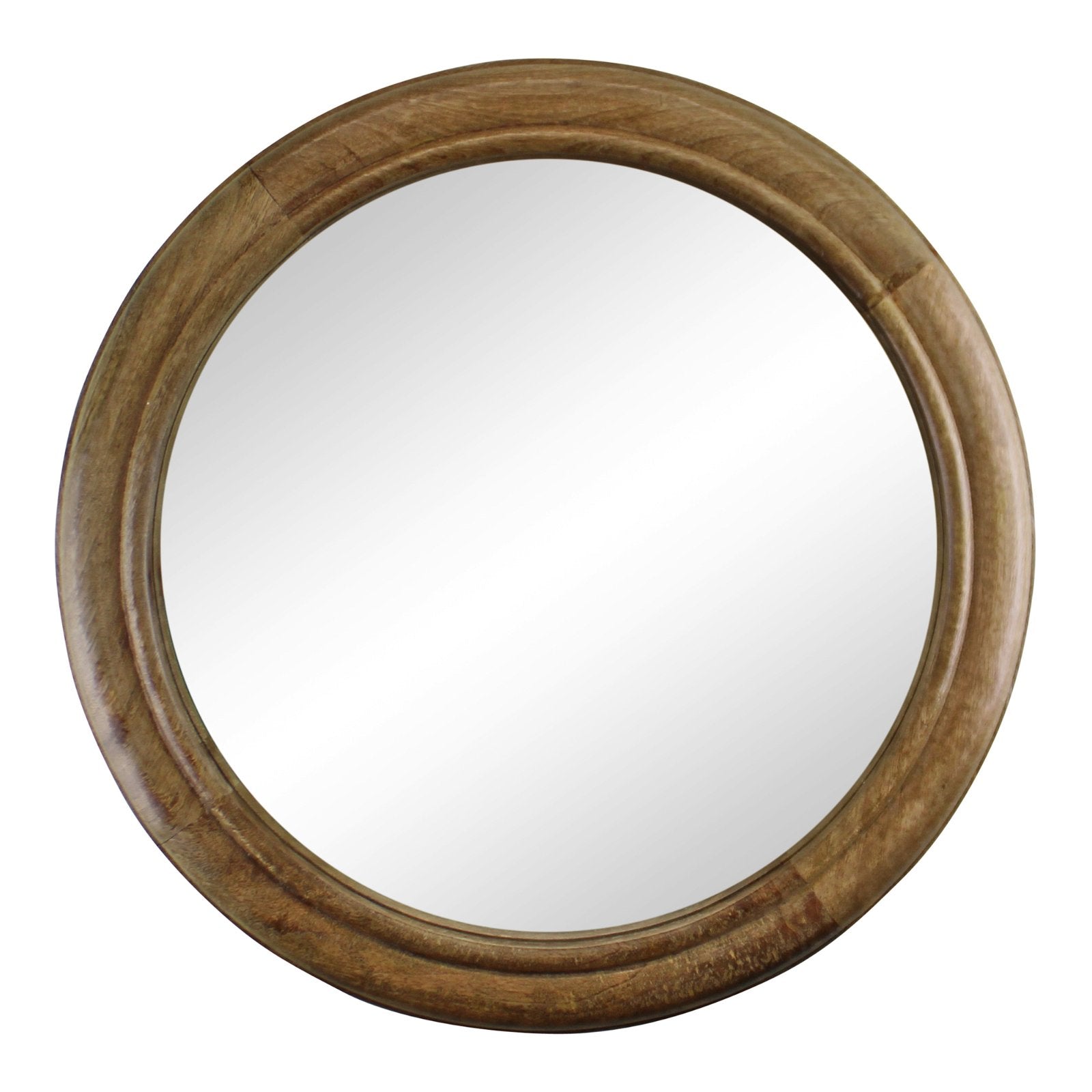 Mango Wood Circular Wall Mirror, 53cm-0
