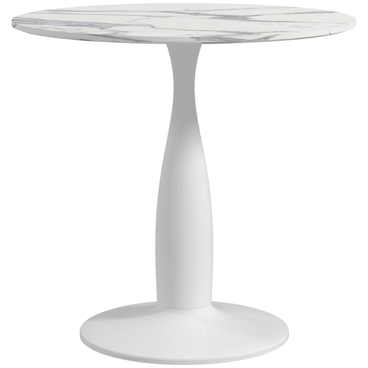 Round Dining Table, Modern Dining Room Table with Steel Base, Non-slip Foot Pad, Space Saving Small Dining Table-0