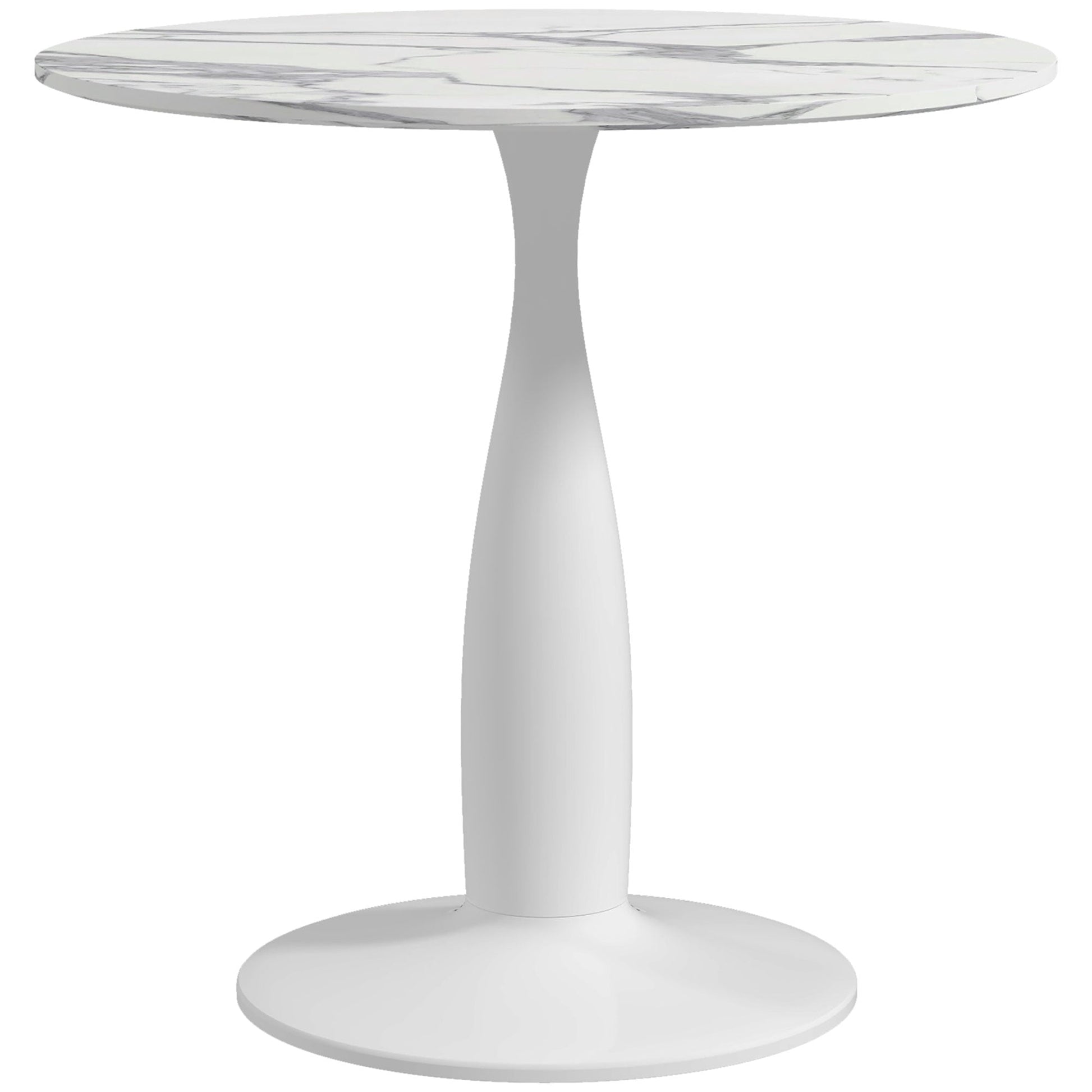Round Dining Table, Modern Dining Room Table with Steel Base, Non-slip Foot Pad, Space Saving Small Dining Table-0