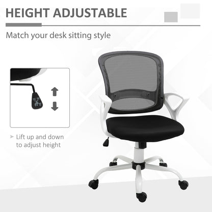 Office Chair Mesh Swivel Desk Chair with Lumbar Back Support Adjustable Height Armrests Black-3
