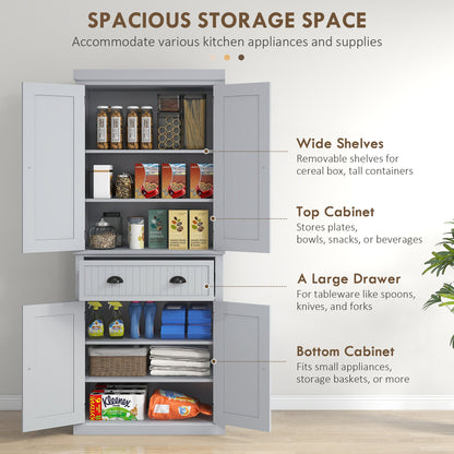 Freestanding Multi-Storage Kitchen Cabinet - Grey-3