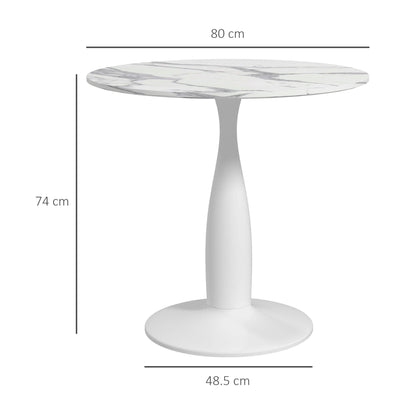Round Dining Table, Modern Dining Room Table with Steel Base, Non-slip Foot Pad, Space Saving Small Dining Table-2