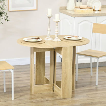 Space-saving Drop Leaf Table, Folding Dining Table for Small Space, Kitchen, Dining Room, Oak-1